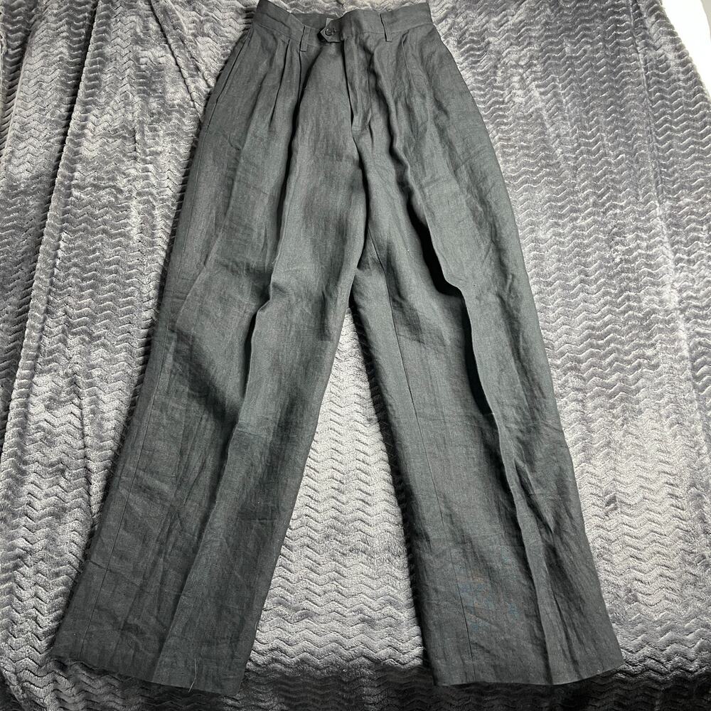 Banana Republic Linen Black High Rise Pleated Pants Womens Size 4